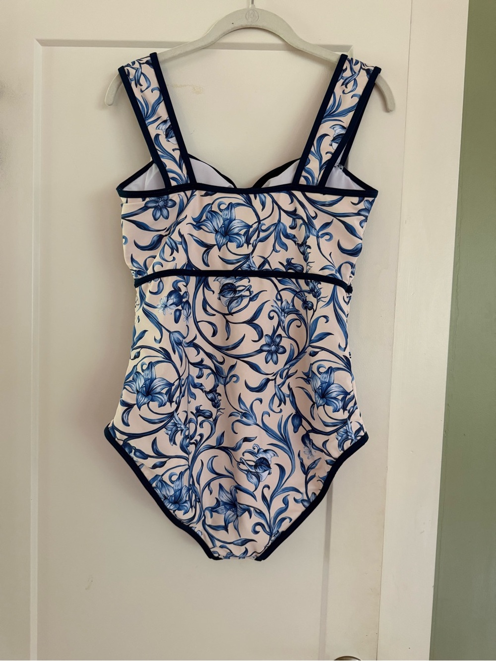 Flaxmaker Blue White One-Piece BowSwimsuit Size Large - Picture 2 of 4